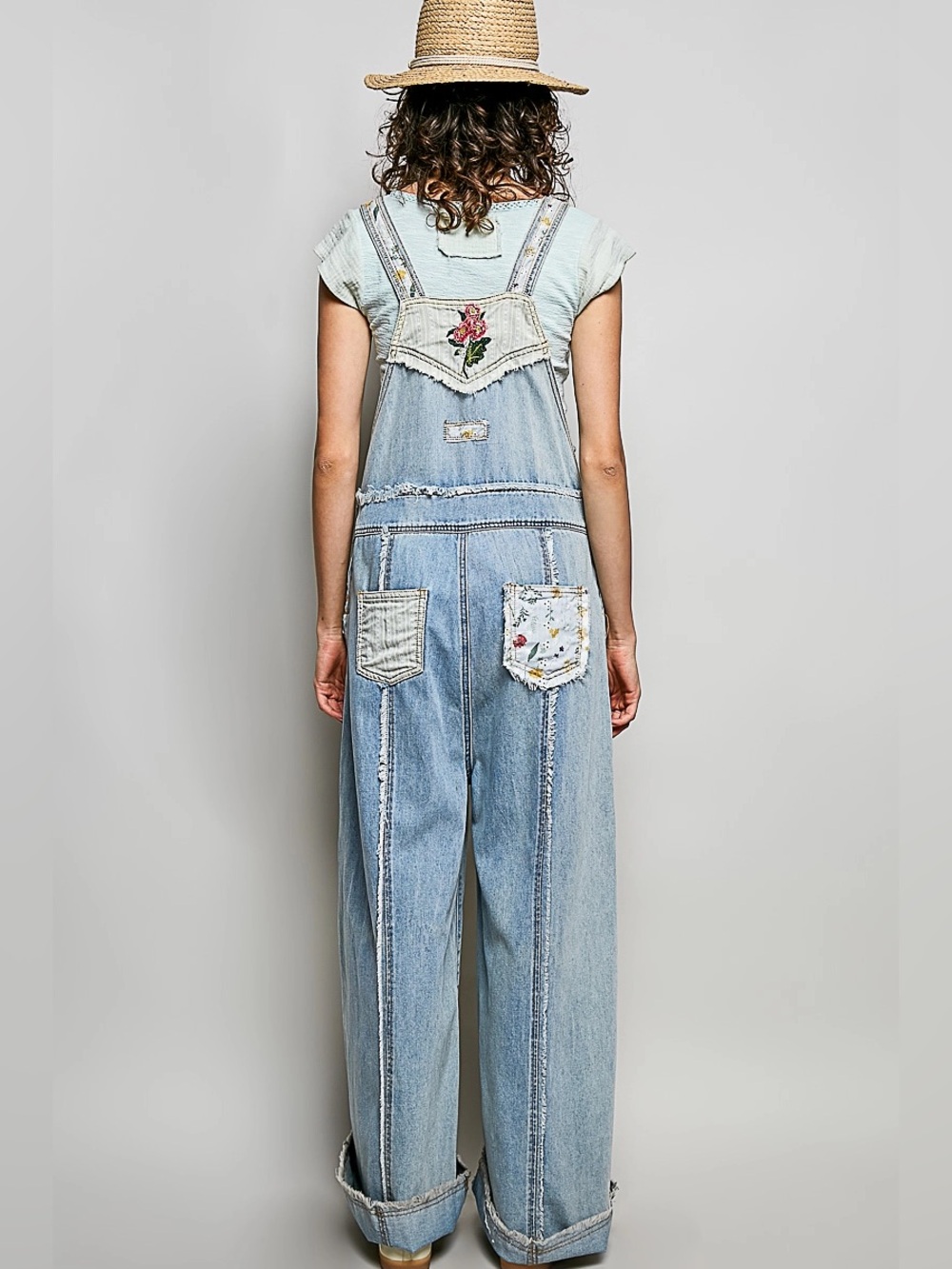POL Oversized Fit Floral Patchwork Embroidery Overall - NWT - Picture 5 of 5